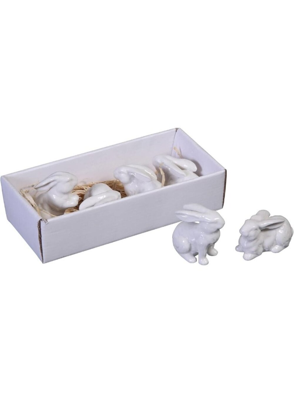 Charming White Ceramic Bunny Figurines - Set of 6 for Home Decor & Easter Decor